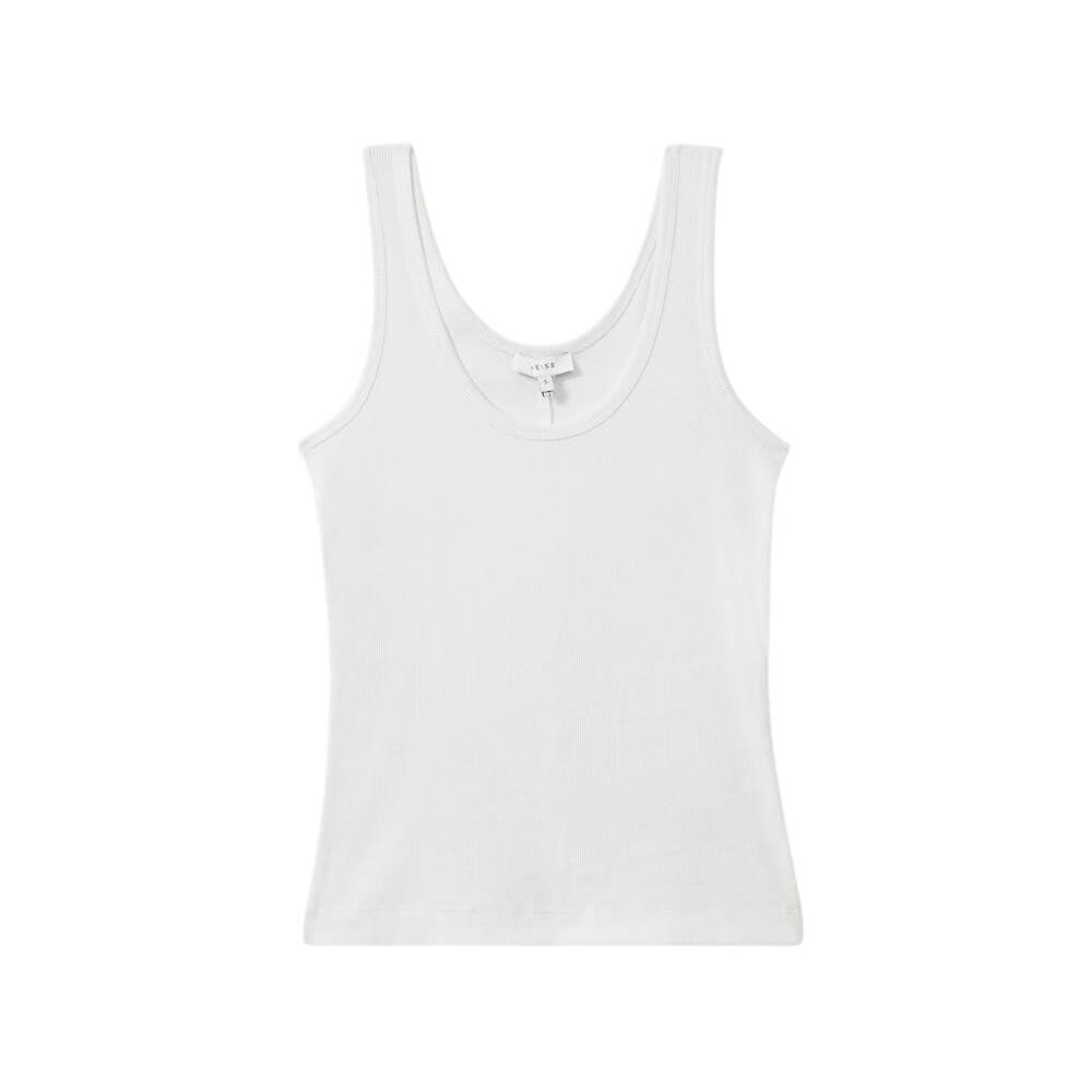 REISS Violet Stretch-Cotton Ribbed Vest